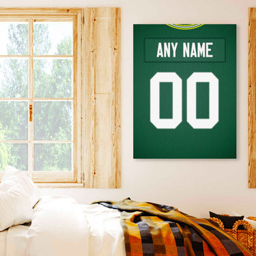 Green Bay Jersey Custom Canvas Print Wall Art for Boy Girl Men Women Football Personalized Canvas Art